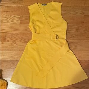 Zara Yellow Sleeveless Wrap Dress